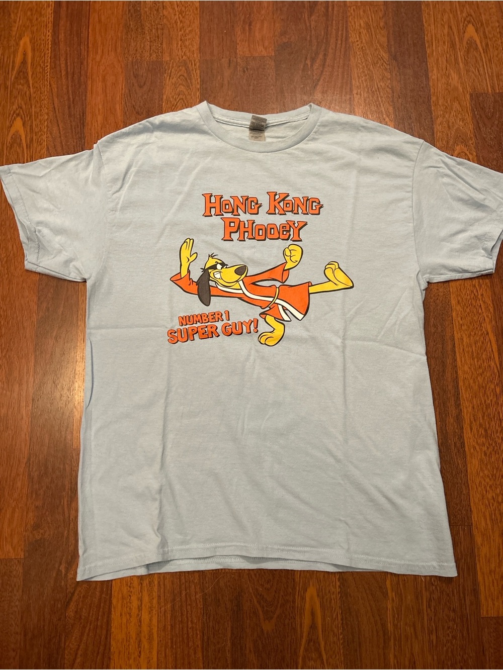 Hong Kong Phooey Blue T-Shirt Vintage Cartoon Graphic Size Large